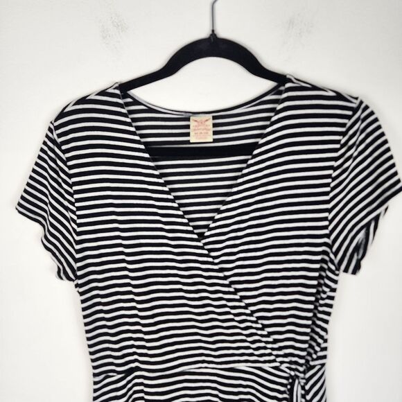Faded Glory Mini Dress Striped Faux Wrap Dress size M - Picture 4 of 12
